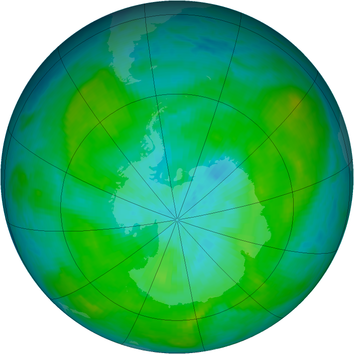 Antarctic ozone map for 23 February 1980